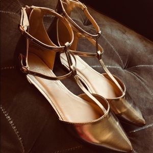 Charlotte Russe Rose Gold Pointed Toe Flats